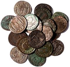 Ancient Coins Maxentius, nummi, AD 306-312 (23): Ostia (8), RIC VI 35, 45; Rome (8), RIC VI 202a, 210, 258; Aquileia (1), RIC VI 116; Ticinum (6), RIC VI 85, 95, 106, 294, all near very fine to near e