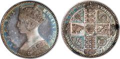 Florins Victoria, silver pattern florin, 1848, crowned bust left, rev. crowned cruciform shields and ONE FLORIN, plain edge (ESC.2917, old ESC.799), certified and graded by NGC as Proof-66 Cameo, ligh