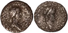 Ancient Coins Caligula with Agrippina I, mother of Caligula, denarius, Lugdunum, AD 37-38, C CAESAR AVG GERM P M TR POT, laureate head of Caligula r., rev. AGRIPPINA MAT C CAES AVG GERM, draped bust o