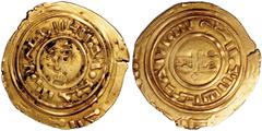 Crusader Coins Crusader States, Kingdom of Jerusalem, bezant, second phase, imitating a Fatimid dinar, AD 1150-1187, pseudo-Kufic legends in inner fields and outer margins of both sides, wt. 3.11gms. 