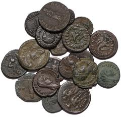 Ancient Coins 4th Century Æ units (19), including: Divus Maximian, Rome, RIC VII 110 (2); Divus Constantius I, Rome, RIC VII 111; Theodora (wife of Constantius I), Treveri, RIC VIII 91; Helena (mother