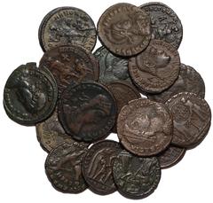 Ancient Coins Centenionales and Late Roman billon or Æ units (17): Constans I, Constantinople, RIC VIII 88; Treveri, RIC VIII 218; Constantius II, Antioch, RIC VIII 127; Arelate, RIC VIII 118; Nicomed