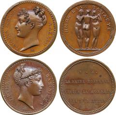 † World Coins and Medals. Medals of Napoleon and the Napoleonic Period. 1807. Visits to the Mint [Monnaie] , by Queen Hortense and Princess Pauline, a pair of small copper medals, by B. Andrieu, Horte