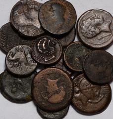 Ancient Coins Celtiberian (14), 2nd century BC-1st century AD, Collection of Aes struck on the Iberian Peninsula, generally fair to fine, some better (14)