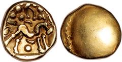 BRITISH GOLD Celtic Britain, Gallo Belgic issue, Gallic Wars, Ambiani, gold stater, c.50 BC, type E, uninscribed issue, blank, rev. disjointed horse r., ornaments above, wt. 5.92gms (S.11; VA 56-1), c