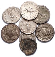 ANCIENT COINS Antoniniani (8), including Trebonianus Gallus, Rome, AD 251-253, IMP CAE C VIB TREB GALLVS AVG, radiate, draped and cuirassed bust r., rev. AETERNITAS AVG, Aeternitas standing l., holdin