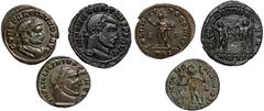 ANCIENT COINS Maxentius (AD 307-312), BI nummus, Ostia AD 310-12, laureate head r., rev., Castor and Pollux standing facing, wt. 6.18g (Drost 50e; RIC 35); Licinius I (AD 308-324), BI nummus, Siscia A