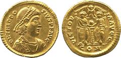Ancient. Coins Roman Coins. Roman Empire. Theodosius I (AD 379-395), solidus, Thessalonica, diad. bust r., rev. VICTORIA AVGG, two emperors seated facing, behind, a Victory with outspread wings, in ex
