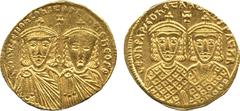 Ancient. Coins Byzantine Coins. Leo IV (AD 775-780 ), solidus, busts of Leo IV, with short beard, and Constantine VI, beardless, facing, rev. LEON PAP CONSTANTIN PATHR , busts Leo III and Constantine 