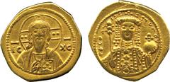 Ancient. Coins Byzantine Coins. Theodora (AD 1055-1056), tetarteron nomisma (small, thick fabric), bust of Christ facing, wearing nimbus cr., pallium and colobium and raising r. hand in benediction, i