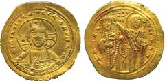Ancient. Coins Byzantine Coins. Michael VI (AD 1056-1057), histamenon nomisma, bust of Christ facing, wearing nimbus cr., pallium and colobium and raising r. hand in benediction, in l. hand, book of G