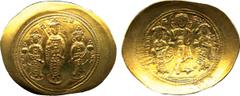 Ancient. Coins Byzantine Coins. Romanus IV (AD 1068-1071), histamenon nomisma, Christ stg. facing on footstool, wearing nimbus cr., pallium and colobium and crowning Romanus and Eudocia, rev. KWN MX A