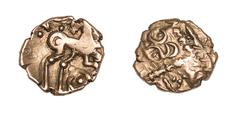 Celtic coinage, Iceni, uninscribed Snettisham type, gold quarter stater, wreath cross, rev. horse r., pellet in circle below, wt. 1.1gms. (S.429; BMC.3420-35), off centre, good fine
