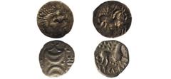 Celtic coinage, Iceni (1st century AD), silver unit (2): uninscribed face/horse type, wt. 1.3gms. (S.433; BMC.3536-555); Ecen, crescents/horse type, wt. 1.1gms. (S.444; BMC.403-4215), fine to very fin