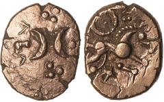 BRITISH COINS, Celtic , Iceni (mid to late 1st cent. BC), gold stater, Freckenham type, two opposed crescents with stars or pellets in field, rev . horse, star below, wt. 5.50gms. (S.426; V.620-7; BMC