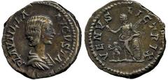 Ancient Coins, Roman Imperial. Plautilla (wife of Caracalla), PLAVTILLA AVGVSTA, hair in waves and drawn into bun, rev. VENVS VICTRIX, Venus, naked to the waist, stg. half l., holding apple and palm, 