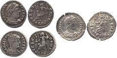 Ancient Coins, Roman Imperial. Valentinian I (AD 364-375), siliqua, DN VALENTINIANVS PF AVG, pearl diad. dr. and cuir. bust r., rev. VRBS ROMA, Roma seated l. on throne, holding spear and Victory on g