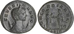 Ancient Coins Severina, wife of Aurelian (AD 270-275), billon aurelianus, c. late 274, Rome, SEVERINA AVG, diad. and dr. bust r., rev. CONCORDIA AVG G, Aurelian and Concordia, in ex. XXIR, wt. 4.53gms