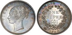 Indian Coins India, East India Company, Victoria, silver proof rupee, 1840M, VICTORIA QUEEN, young head l., S on truncation, rev. EAST INDIA COMPANY, value within wreath with 19 berries, date below (S