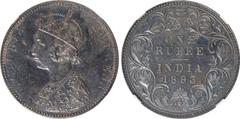 Indian Coins India, Victoria, silver original proof rupee, 1893B, VICTORIA EMPRESS, crowned bust l., rev. value, country, and date, all within border of scrolling foliage (SW.6.137), certified and gra