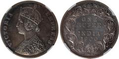 Indian Coins India, Victoria, silver restrike proof rupee, 1900B, VICTORIA EMPRESS, crowned bust l., rev. value, country, and date, all within border of scrolling foliage (SW.6.156), certified and gra
