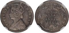 Indian Coins India, Victoria, silver early restrike two annas, 1895C, VICTORIA EMPRESS, crowned bust l., rev. value, country, and date, all within border of scrolling foliage (SW.6.430a), certified an