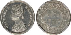 Indian Coins India, Victoria, silver early restrike proof half pice, 1893C, off-metal strike in silver, VICTORIA EMPRESS, crowned bust l., rev. value, country, and date, all within border of scrolling
