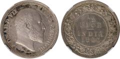 Indian Coins India, Edward VII, silver original proof half pice, 1905C, off-metal strike in silver, EDWARD VII KING & EMPEROR, bare head r., rev. value, country, and date, all within border of scrolli