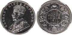 Indian Coins India, George V, silver restrike proof rupee, 1911C, GEORGE V KING EMPEROR, crowned bust l., rev. value, country, and date, all within border of scrolling foliage (SW.8.13), certified and