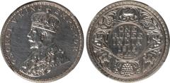 Indian Coins India, George V, silver restrike proof rupee, 1915B, GEORGE V KING EMPEROR, crowned bust l., rev. value, country, and date, all within border of scrolling foliage (SW.8.32), certified and