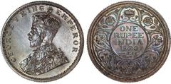 Indian Coins India, George V, silver proof rupee, 1920B, GEORGE V KING EMPEROR, crowned bust l., rev. value, country, and date, all within border of scrolling foliage (SW.8.53), certified and graded b