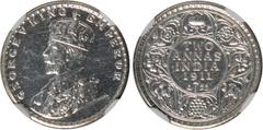 Indian Coins India, George V, silver restrike proof two annas, 1911C, using the obverse of the 1912 two anna, GEORGE V KING EMPEROR, crowned bust l., rev. value, country, and date, all within border o
