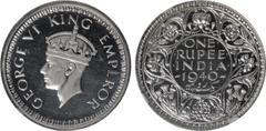 Indian Coins India, George VI, sterling silver proof rupee, 1940C, security edge, GEORGE VI KING EMPEROR, rev. value, country, and date, all within border of scrolling foliage (SW.9.16), certified and