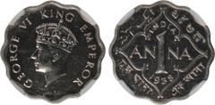 Indian Coins India, George VI, copper-nickel restrike proof anna, 1938C, GEORGE VI KING EMPEROR, crowned head l., rev. value, country, and date, within decorative border (SW.9.144), certified and grad
