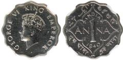 Indian Coins India, George VI, copper-nickel restrike proof anna mule, 1940C, GEORGE VI KING EMPEROR, crowned head l., rev. value, country, and date, within decorative border (SW.9.153), certified and