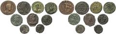 Ancient Coins Roman Imperial Coinage (9): Constantius Gallus, half cententionalis, FEL TEMP REPARATIO; Julian II, AE3, VOT X MVLT XX; Jovian, AE3, VOT V MVLT X; Valentinian, AE3, SECVRITAS REIPVBLICAE