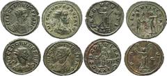 ANCIENT COINS Probus (AD 276-282), antoniniani (4): IMP C M AVR PROBVS AVG, rad., dr. bust r., rev. CLEMENTIA TEMP, Probus standing r., holding sceptre, receiving Victory from Jupiter standing l., hol