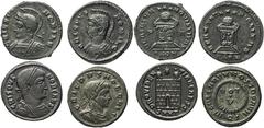 ANCIENT COINS Crispus (AD 317-326), AE3 (4): Heraclea, CRISPVS NOB CAES, laur., dr. and cuir. bust r., rev. PROVIDENTIA CAESS, campgate with two turrets and star above (RIC.75); Aquileia, CRISPVS NOB 