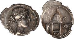 ANCIENT COINS Roman Republic, Q. Cassius Longinus, denarius, c. 55 BC, Libertas head r., LIBERT behind, Q CASSIVS before, rev. circular temple of Vesta containing the curule chair, voting urn to l., t