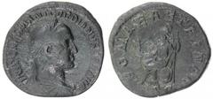 Gordian II Africanus, A.D. 238. Æ Sestertius. Rome. Laureate, draped and cuirassed bust of Gordian II right. Rv. Roma seated left on shield, holding Victory and scepter. 17.62 grams. RIC 5. BMC 23. Co