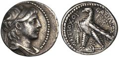KINGS OF SYRIA. Antiochos VII Euergetes, 138-129 B.C. AR Didrachm. Very Fine. AR Didrachm. Tyre, S.E. 176 (137/6 B.C.) . Diademed head of Antiochos VII right. Rv. Eagle with folded wings standing left