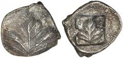 SICILY. Selinos. Ca. 515-470 B.C. AR Didrachm. Very Fine AR Didrachm. Selinon leaf. Rv. Selinon leaf within incuse square. 8.39 grams. C. Arnold-Biucchi, "Beginnings of coinage in west: Archaic Selino