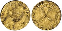 ITALIAN STATES. VATICAN–PAPAL. Anti-Pope Clement VII, 1378-1394. Florin of 24 Sols, n.d. About Very Fine. Florin of 24 Sols, n.d. Avignon, Comtat Venaissin. Papal tiara (Triregno) flanked by tiny cros
