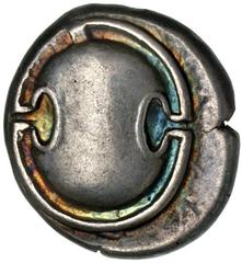 THEBES. Boeotia. 395/390-338 B.C. Stater. Boeotian shield. Rv. Amphora; Θ-E in field, club to upper l. 12.00 grams. BMC 95. Medium gray. Choice Very Fine. (400-600) From the Leon Gehorsam Collection o