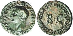 Drusus, son of Tiberius. As, 80 A.D. Restoration issue by Titus of a coin originally struck 23 A.D. under Tiberius. As, 80 A.D. Restoration issue by Titus of a coin originally struck 23 A.D. under Tib