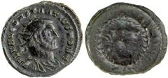 TICINUM. Constantius I, Chlorus, Caesar, 293-305 A.D. AE Antoninianus. Pre-reform Coinage. Rv. VOT/(?) wreath. Cf. RIC 41. Choice Very Fine/Very Good. Reverse weakly struck. Scarce. (50-60)