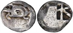 AIGINA. Islands off Attica. Ca. 525/0-500 B.C. Stater. Small sea turtle, uncertain c/m on shell. Rv. Skew (Union Jack) pattern. 12.34 grams. SNG Cop 502. Obverse off center. Good Fine. (170-200)