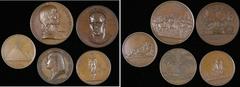 FRANCE. Bronze Medals of the Egyptian Campaign: * 1798 (1844) Battle of the Pyramids Medal. 41mm. By Antoine Bovy. Obv. Young long-haired bust r. Rev. Napoleon harangues troops, 40 Centuries of histor